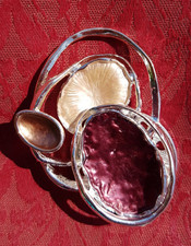 Unusual vintage silver colour enamelled magnetic scarf clip/brooch