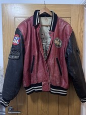 Vintage Paris Dakar Ralley Car Race Leather Jacket Black Red Xl