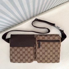 GUCCI GG 28566 Bum Bag Waist Pouch Shoulder Belt bag Fanny Pack Brown