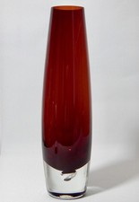 Mid Century Red Art Glass Vase
