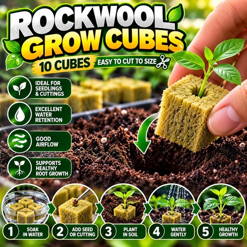 Rockwool cubes hydroponic grow - rockwool,