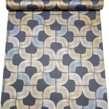 Navy Metallic Gold Wallpaper