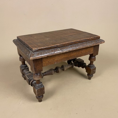 French carved oak footstool - carved,