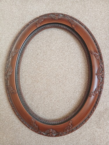Antique oval wooden picture - oval,
