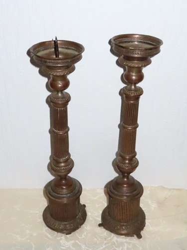 Antique candle holder pair - antique,