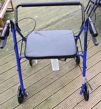 Extra Wide Folding Walker With Seat And Brakes