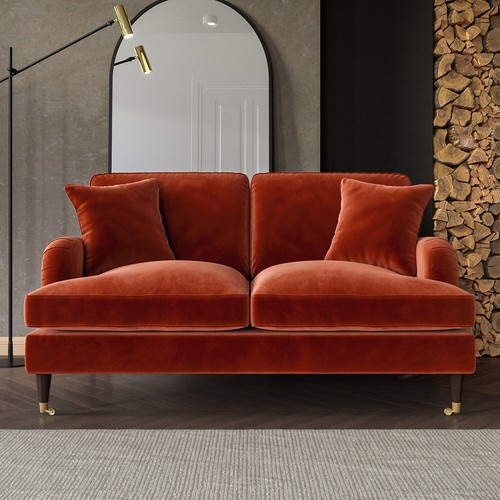 Burnt orange velvet seater - orange, 2