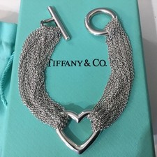 Tiffany & Co Multi Chain Heart Toggle 7” 18cm Bracelet Sterling Silver 925