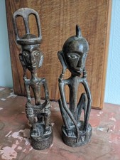 2 x Vintage Wooden Hand Carved African Tribal Figures. Maternity Figure.