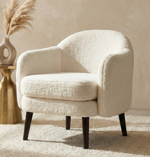 White Boucle Armchair Living