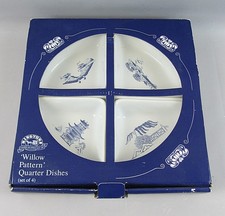 Vintage Ringtons Blue & White Willow Pattern Quarter Dishes Set of 4 Boxed