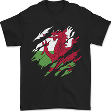 Torn Flag Wales Welsh Mens