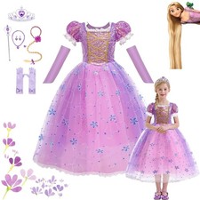 Girls Rapunzel Princess Costume Sequins Tangled Party Dress Party Birthday Gifts