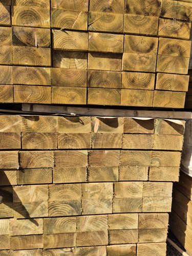 Green treated railway sleepers - green,
