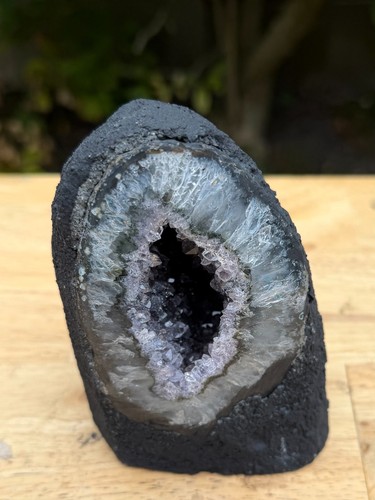 Amethyst crystal geode display - amethyst,