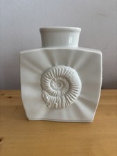  WHITE BISQUE PORCELAIN VASE HUTSCHENREUTHER FOSSIL DESIGN