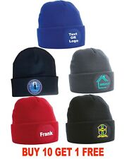 Custom Printed Personalised Woolly Beanie Hat Headwear Workwear Promotion