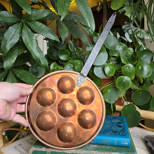 Vintage copper pan egg poacher - pan,