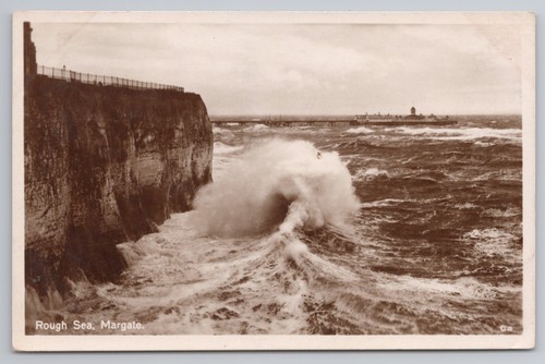 Rppc rough sea margate - sea,