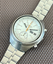 Seiko 6139-7100 Chronograph Automatic Helmet Men's Watch Vintage Black Dial