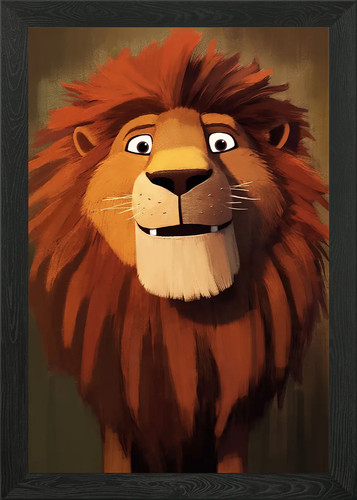Cute illustration lion framed - lion,