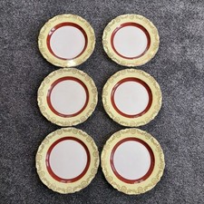 Midwinter Plates Burslem Porcelon x6 Staffordshire 26cm Yellow Burgundy Gold