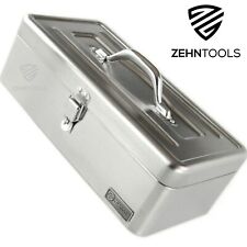 Vintage Stainless Steel Tool Box Metal Van Chest Carry Handle Lockable Storage