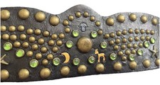 Topshop KATE MOSS Black BELT Leather STUDS Fawn Toadstool Moon STARS Green Gem S