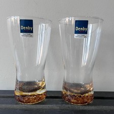 Denby Hand Made Energy Cinnamon Tumbler Glass x2, Made in Poland (NEW, UNBOXED)