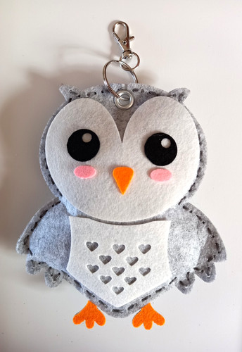 Grey felt owl - bird, bag
