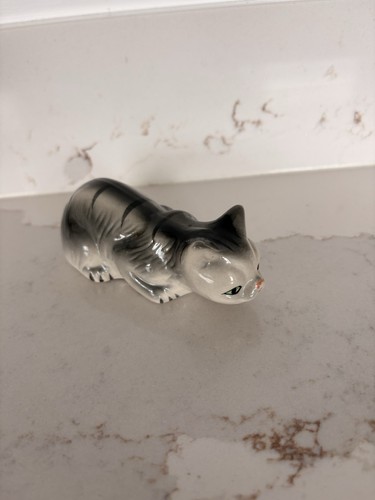 Vintage bone china cat - bone,