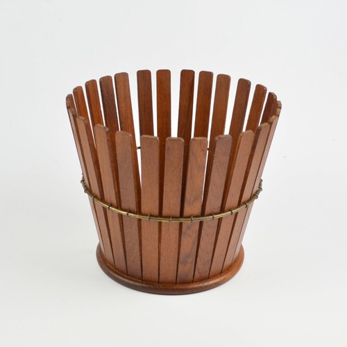 Vintage trash can teak - trash, wood