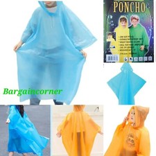 Child Rain Poncho With Hood (SH) Emergency Rain Protection Cover Light Weight