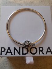 Ltd Pandora silver 925 charm Snowflake Cz Clasp Bangke bracelet 18cm in box