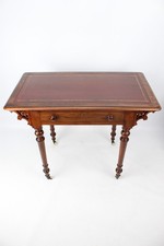 Small Victorian Mahogany Desk - Vintage Writing Computer Side Table Hall Console