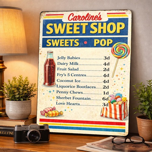 Personalised sweet shop metal - sweet,