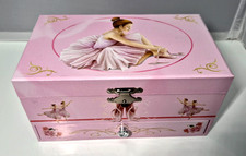 Musical Pink Ballerina Jewellery Box with drawer & dancing Ballerina