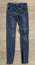 TOPMAN SPRAY ON SKINNY JEANS W30 L30 FADED BLACK/GREY ZIP FLY