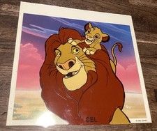 Disney 1995 THE LION KING Simba & Mufasa Animation Cel With Background Official