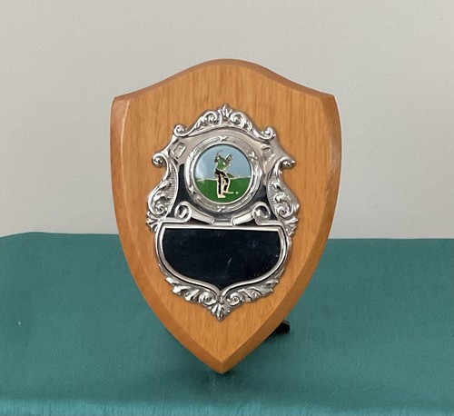 Wooden shield golf trophy - wooden, 6
