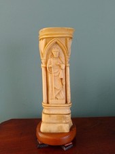 Superb Antique Prisoner of War Carving Triptych - Christ, Cross, Baptismal Font