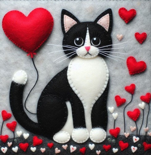 Luxury black and white cat - and,