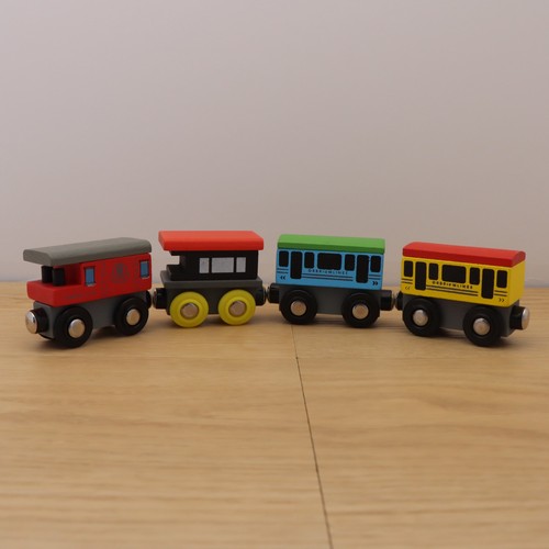 Wooden train track passenger - train,