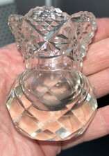 Single Antique Small Pretty Cut Glass Candlestick Holder thistle shaped