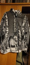 Wolves scene, Mans, Animal Print, Warm, Thick Fleece ,Winter Jacket, XL, XL+