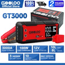 GOOLOO GT3000 Jump Starter 3000A 100W 2-Way Fast Charging SuperSafe 12V Battery