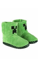 Kids Minecraft slippers Boots Cosy green Creeper Size Kids 8/9 BNWT