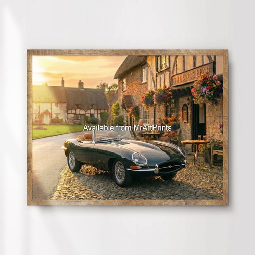 Jaguar type car poster - poster, 1960s