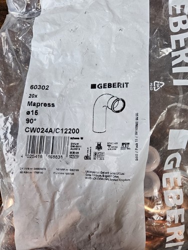 Bag geberit mapress 90 - of, 90°