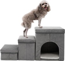 Dog Steps For Bed Sofa Dog Ramp Dog Stairs 3-Step Non-slip Comfortable Pet Step